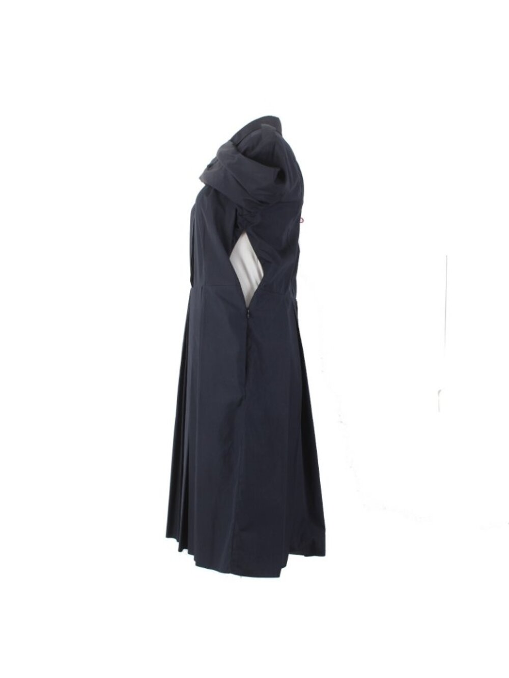 Burberry Dress Sz 12 Navy Blue Pockets Pleated Collared 100% Cotton Dress - Picture 5 of 16